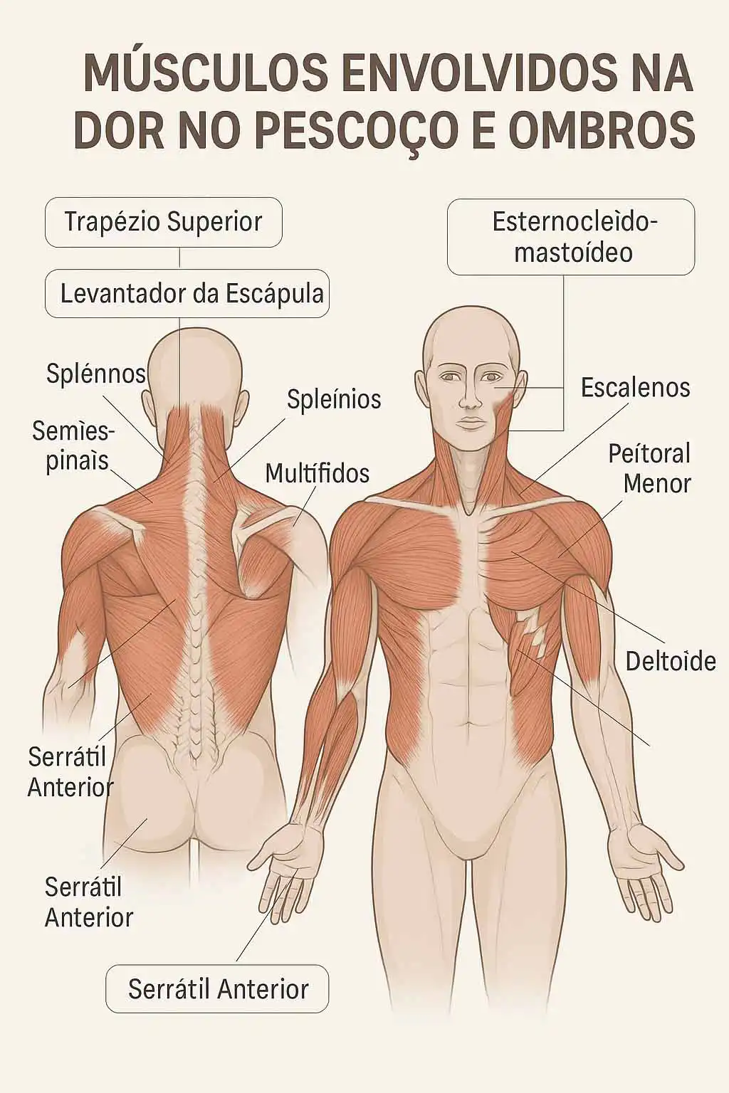 Músculos envolvidos na dor no pescoço e ombros